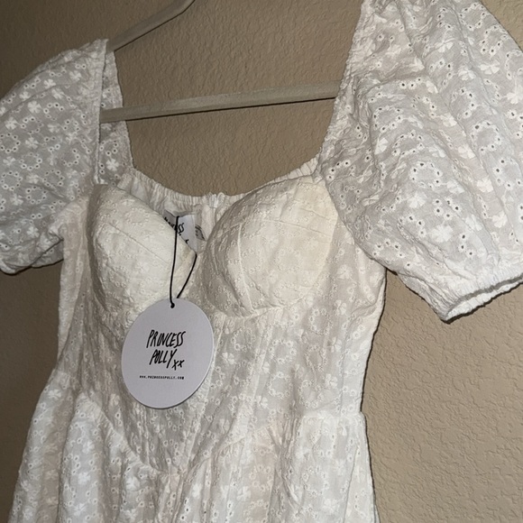 Princess Polly Darso White Mini Dress Size 4 New - Picture 3 of 7